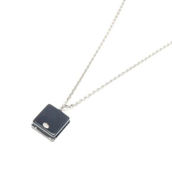 CHANEL Silver Logo Necklace